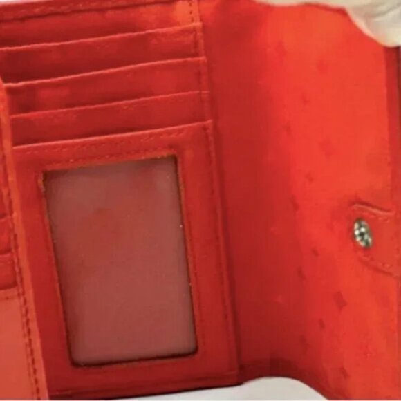 Fossil Vintage Leather Trifold Wallet Red Orange - Picture 8 of 9